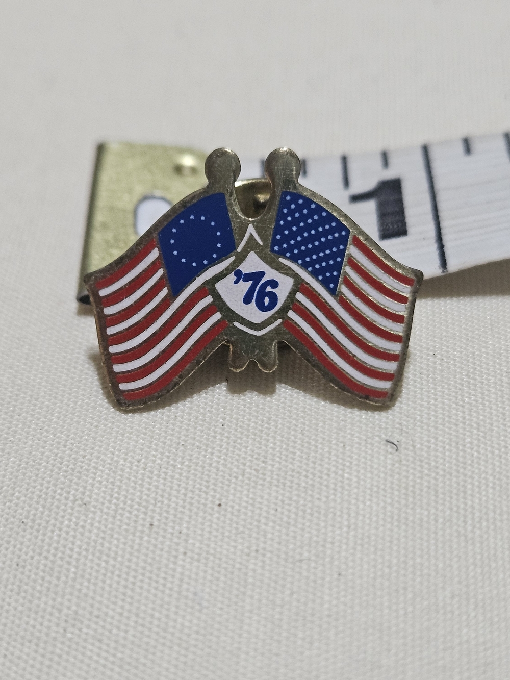 Patriotic Double American Flag Lapel Pin - Red, White & Blue